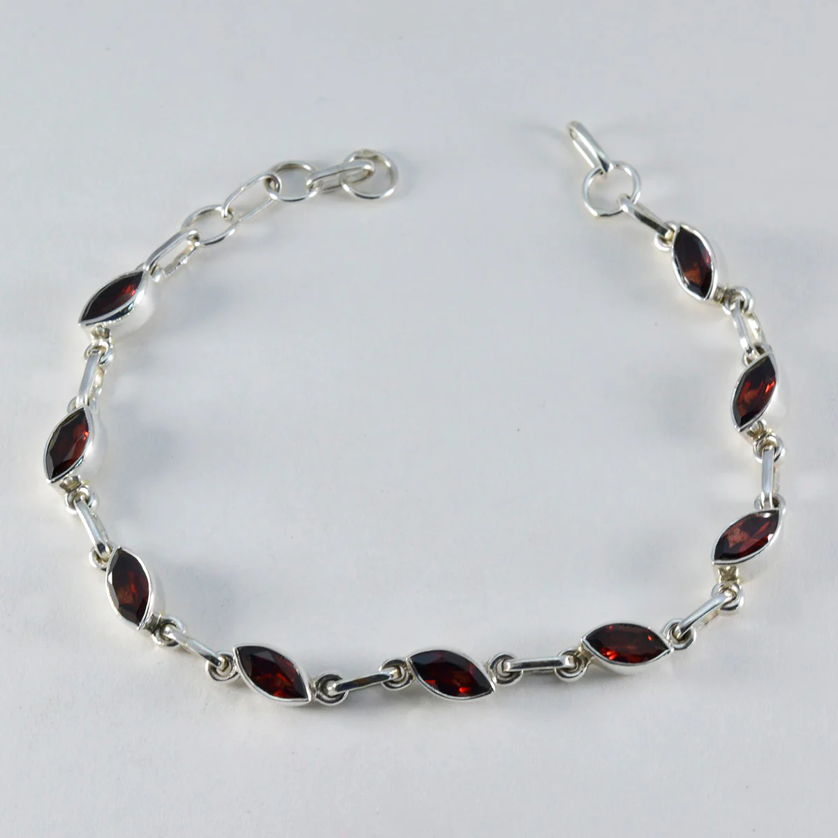 Garnet July Start Summer Sale Tiny Red 925 Silver Links Bracelet - Image 2