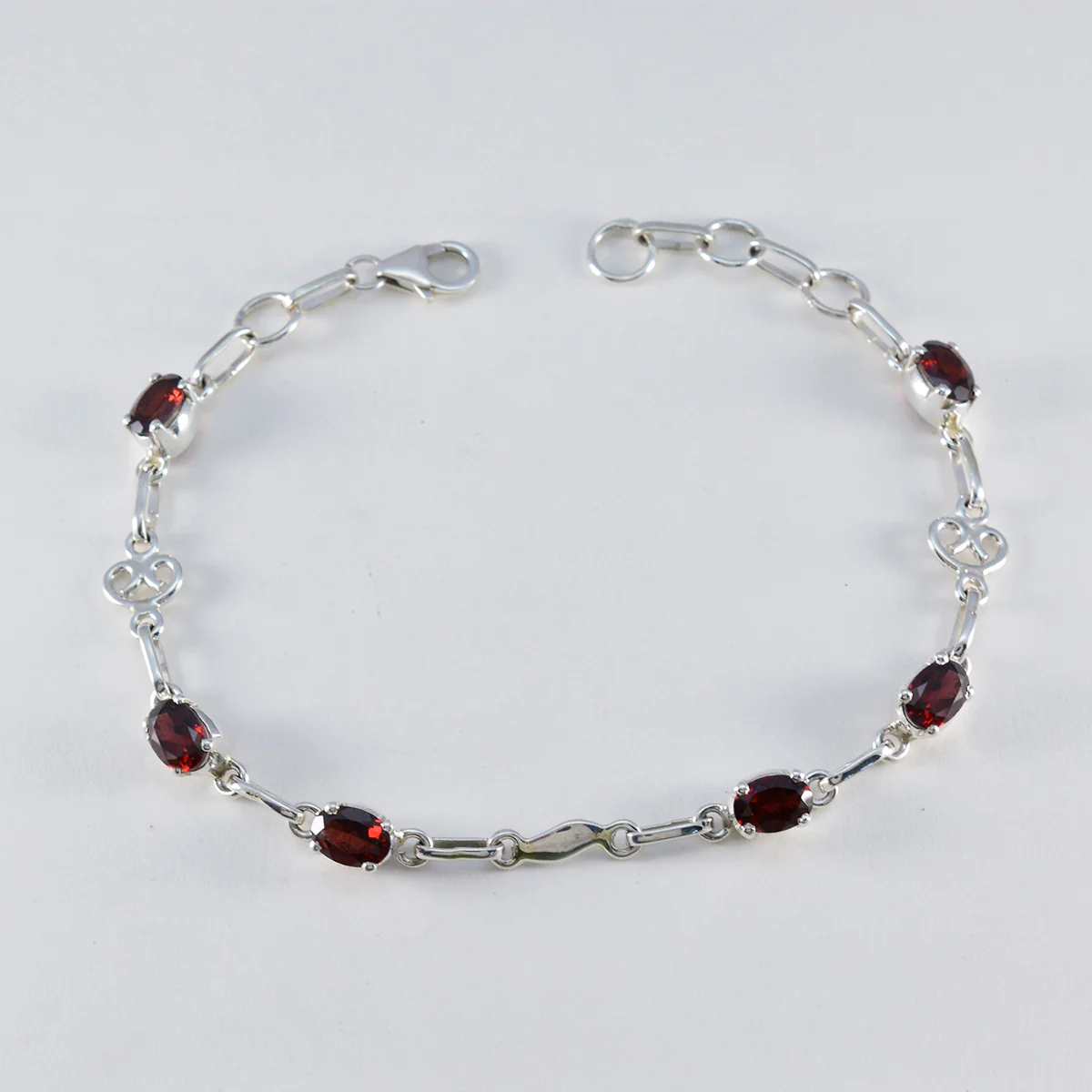 Garnet Kwanzaa Slim Red Silver Links Bracelet - Image 2