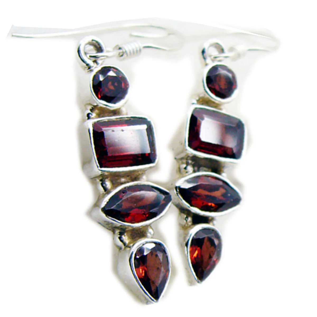 Garnet Latin American Emma multiple Dangle Red 92.5 Silver Earring