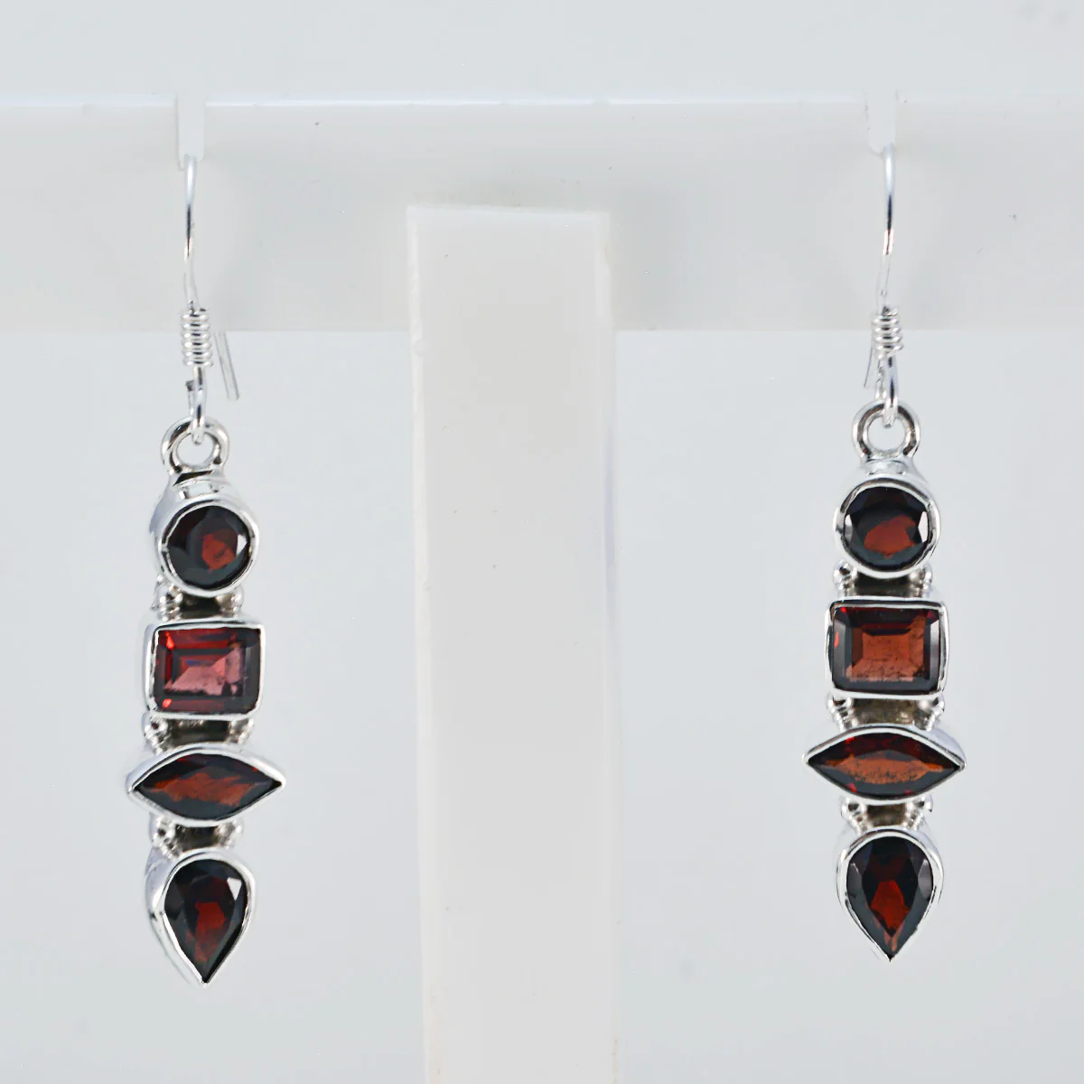 Garnet Latin American Emma multiple Dangle Red 92.5 Silver Earring - Image 2