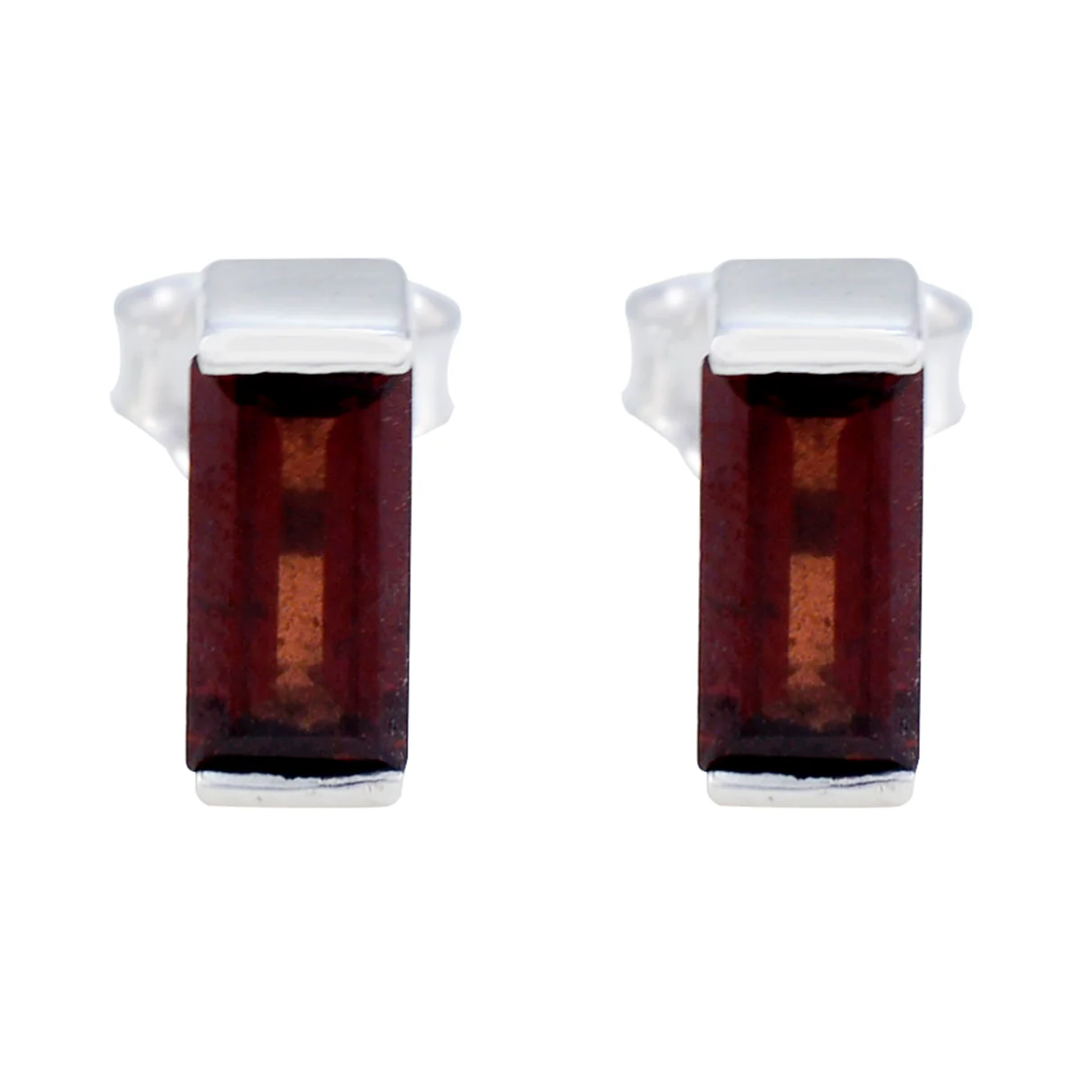 Garnet Latin American Julieta Solitaire Stud Red Silver Earring