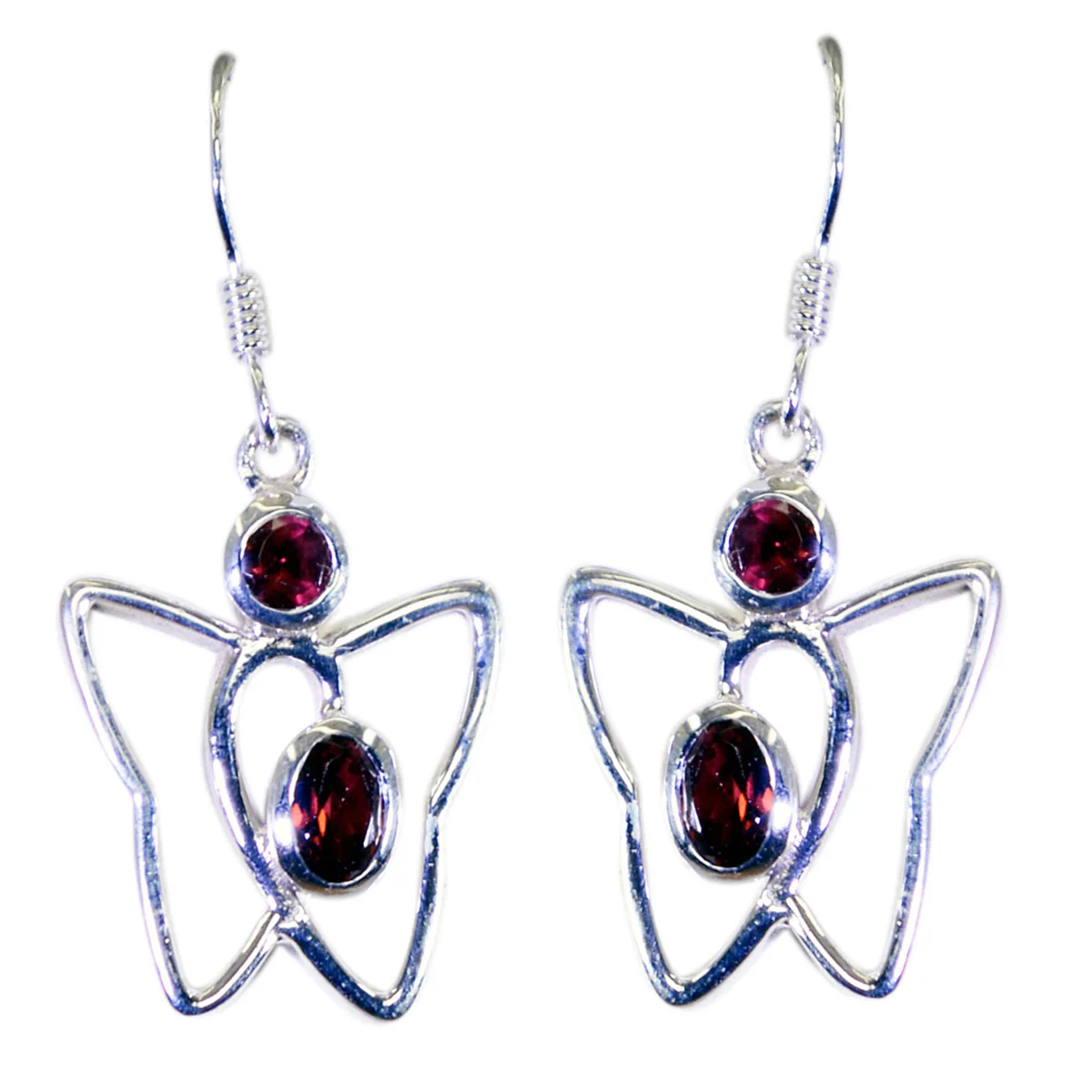 Garnet Latin American Olivia multiple Dangle Red Silver Earring - Image 3
