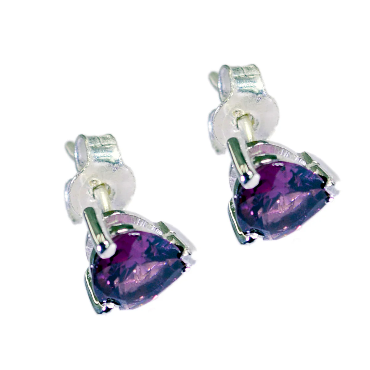Garnet Latin American Rina Solitaire Stud Red Silver Earring - Image 2