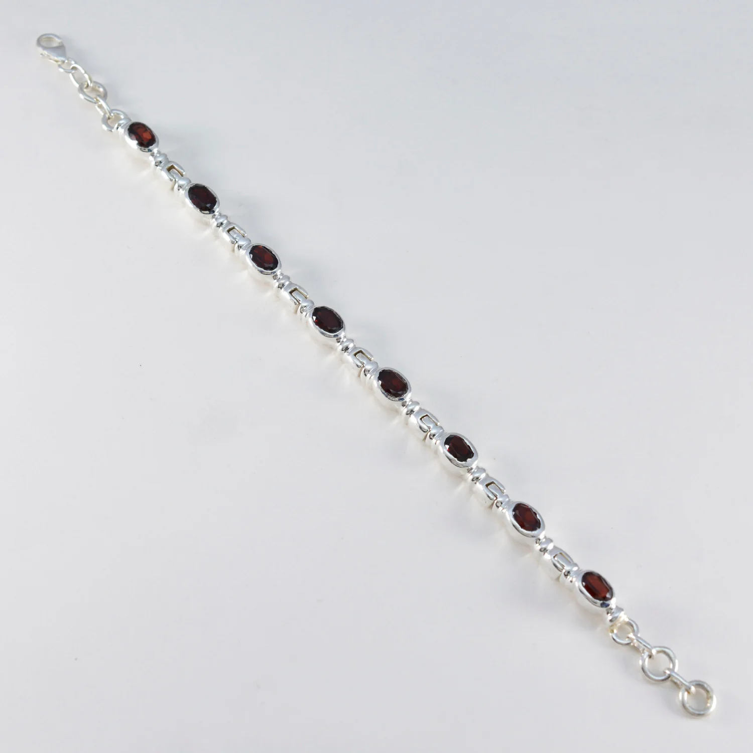 Garnet Lunar New Year Minimal Red 925 Silver Tennis Bracelet - Image 3