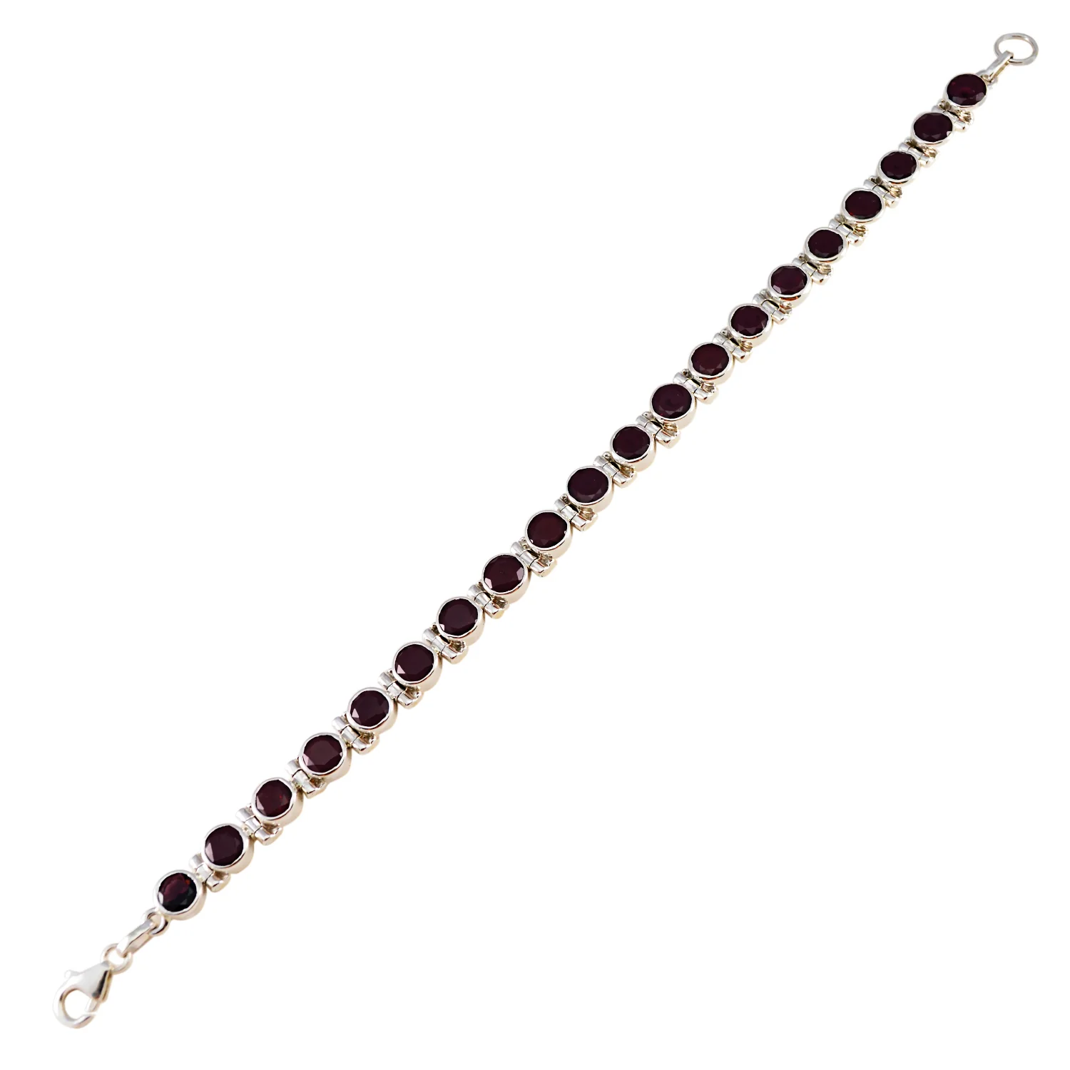 Garnet March Madness Minimal Red Sterling Silver Tennis Bracelet - Image 3