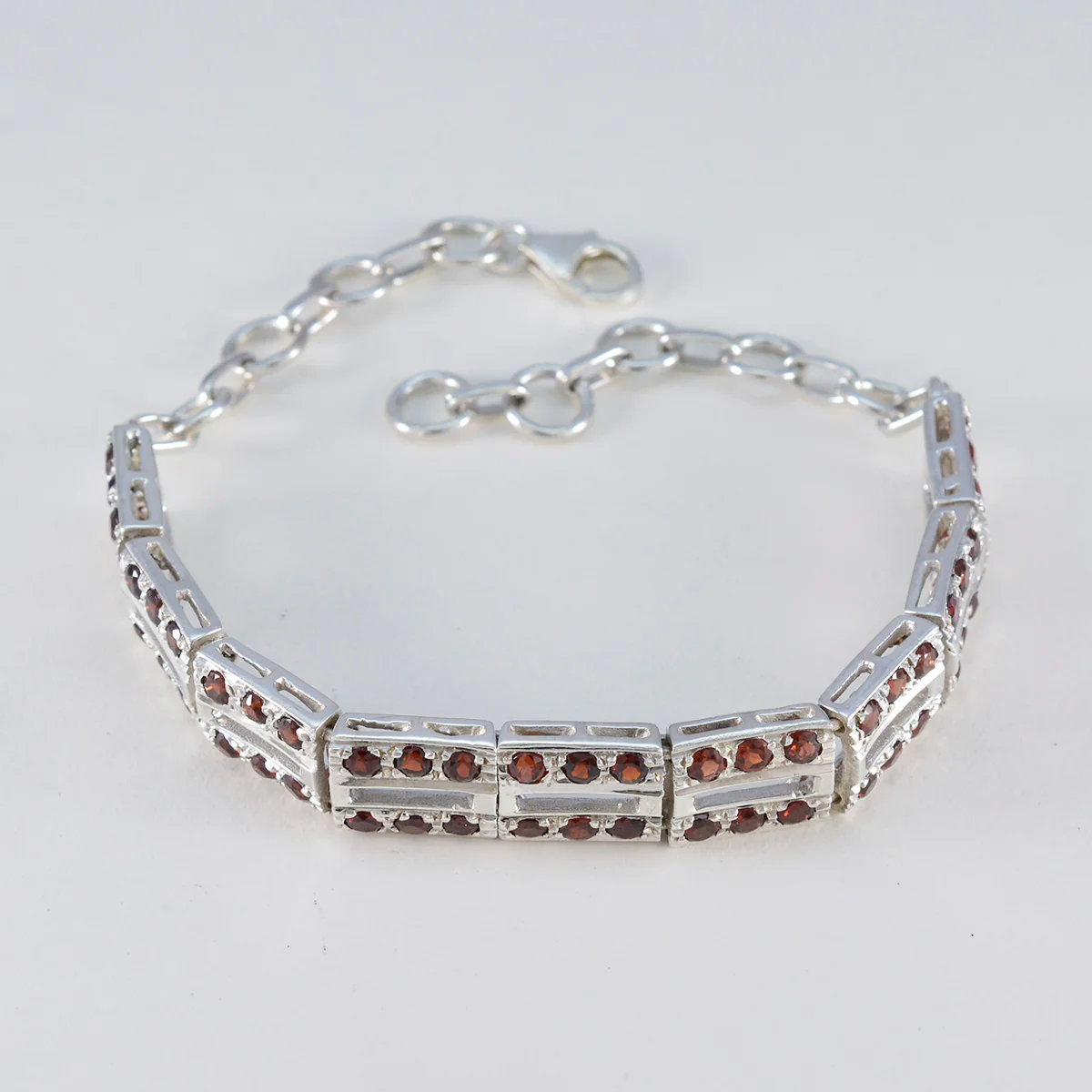 Garnet Memorial Day Minimal Red Sterling Silver Tennis Bracelet - Image 2