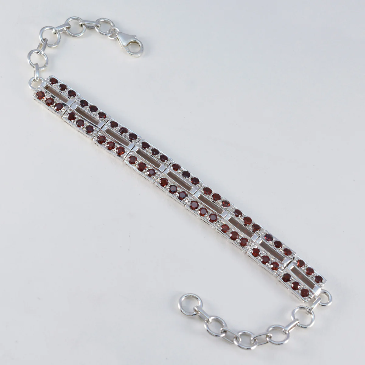 Garnet Memorial Day Minimal Red Sterling Silver Tennis Bracelet - Image 3