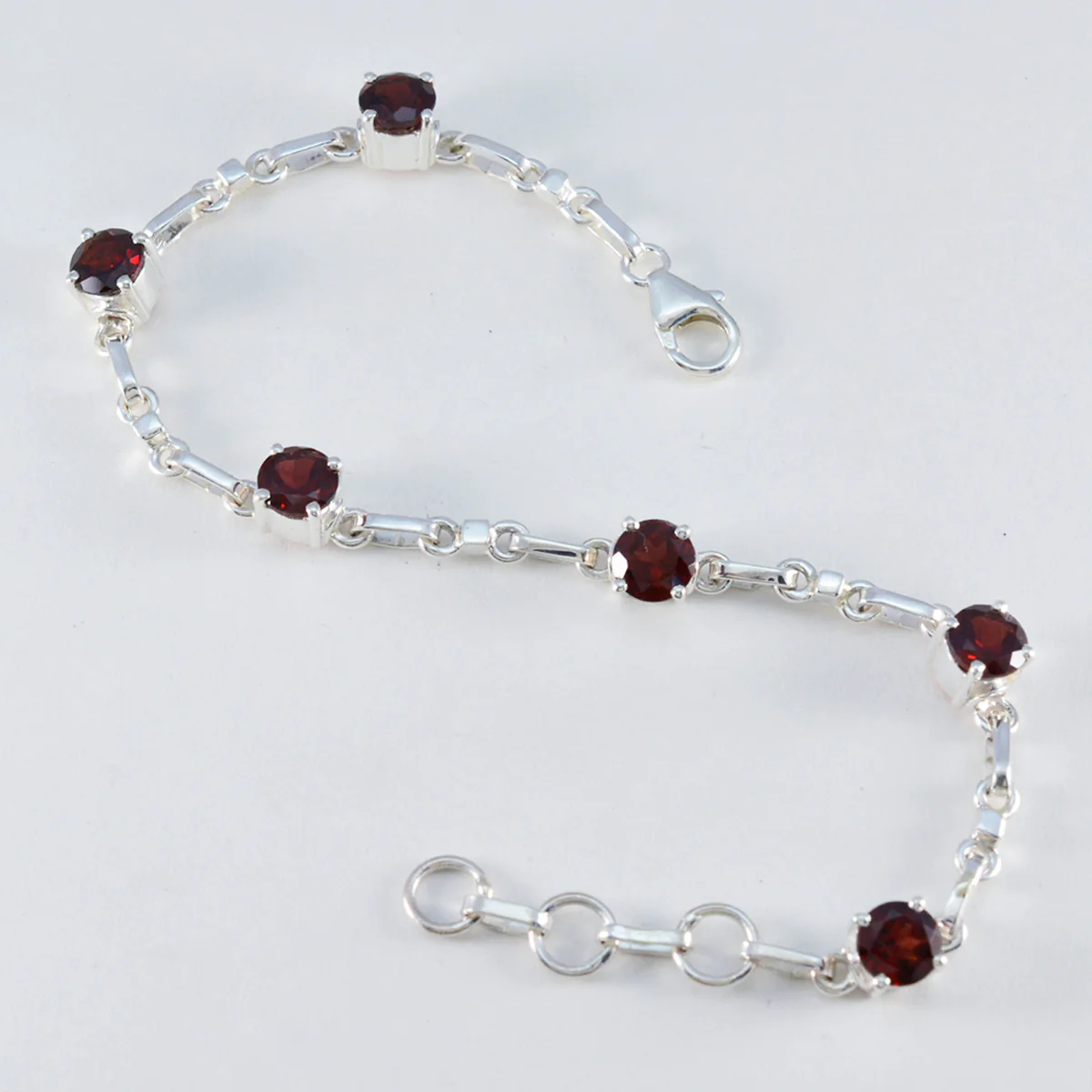 Garnet Memorial Whisper-thin Red Silver Links Bracelet - Image 3
