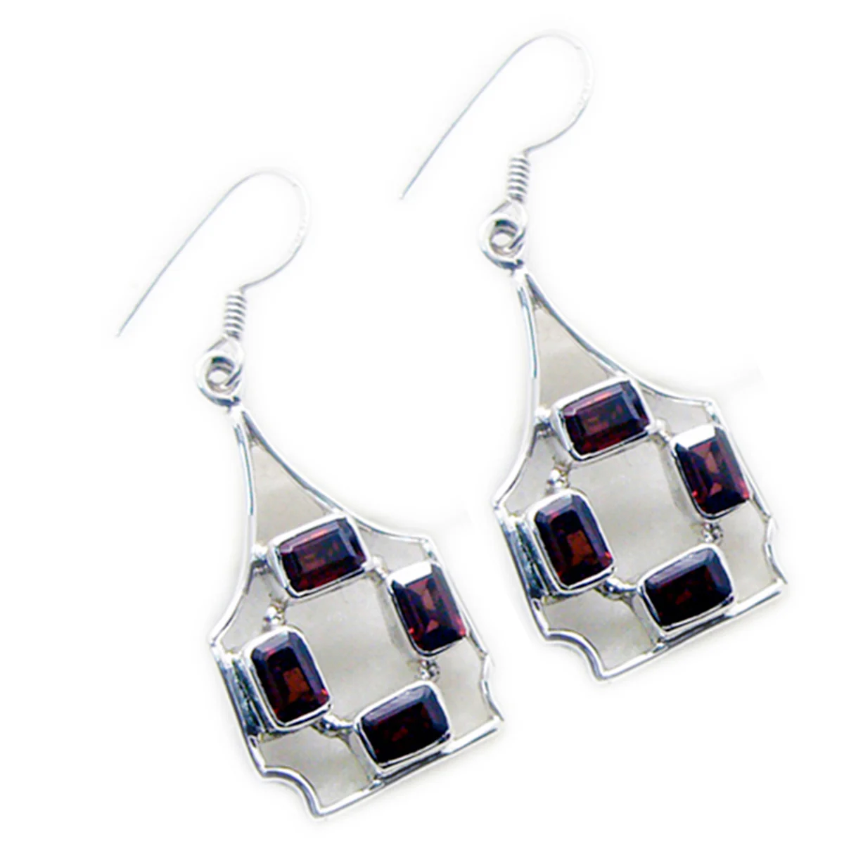 Garnet Mexican Eva multiple Dangle Red Silver Earring - Image 3