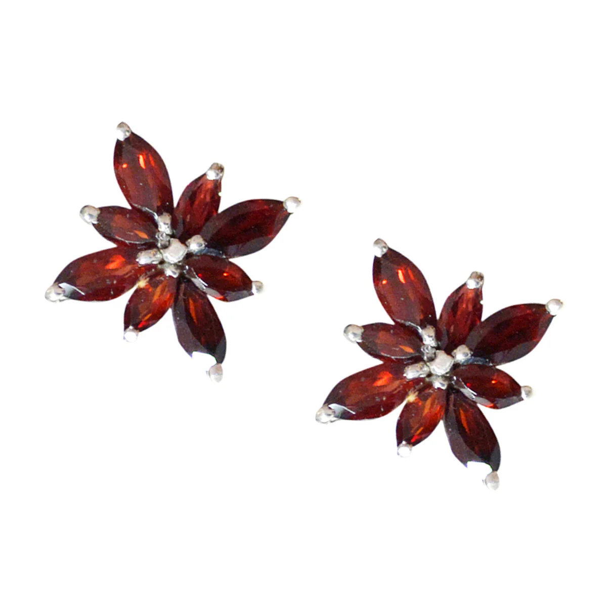 Garnet Mexican Lourdes multiple Stud Red 925 Silver Earring - Image 2