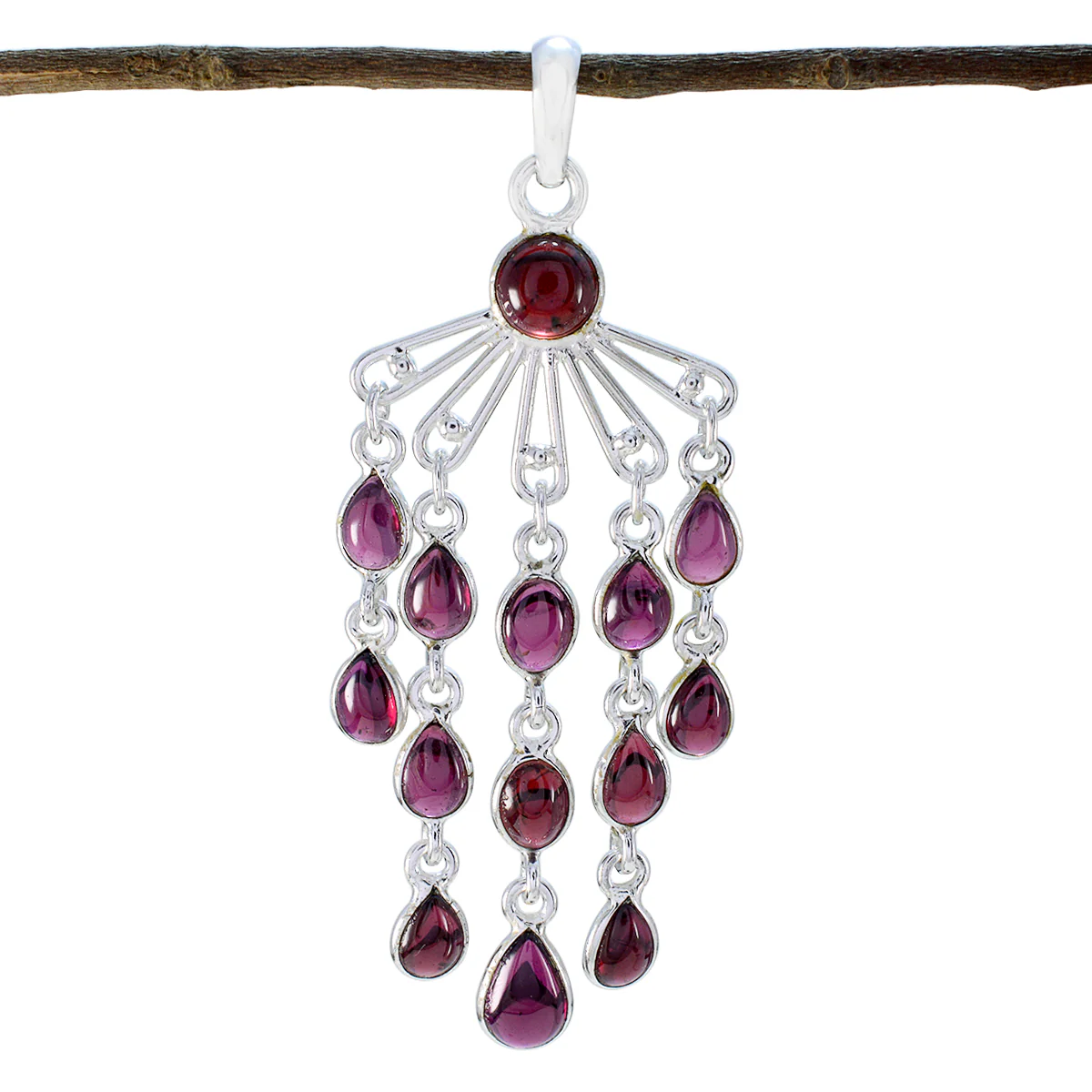 Garnet Mid-weight Egyptian Silver multiple Leah Cocktail Red Pendant Jewelry