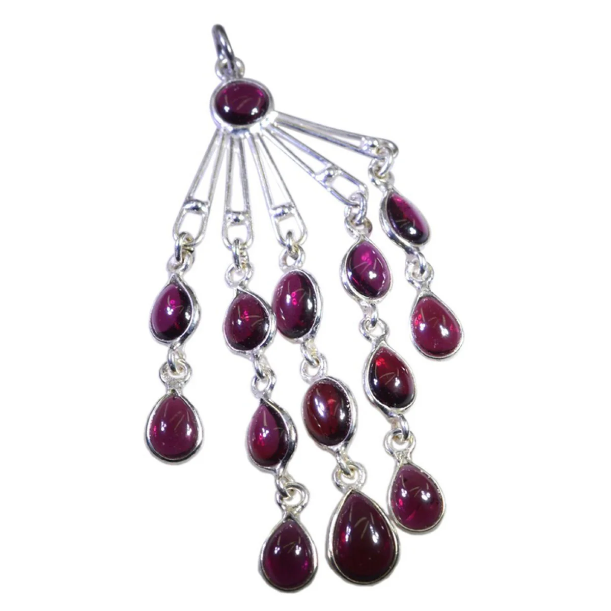 Garnet Mid-weight Egyptian Silver multiple Leah Cocktail Red Pendant Jewelry - Image 2
