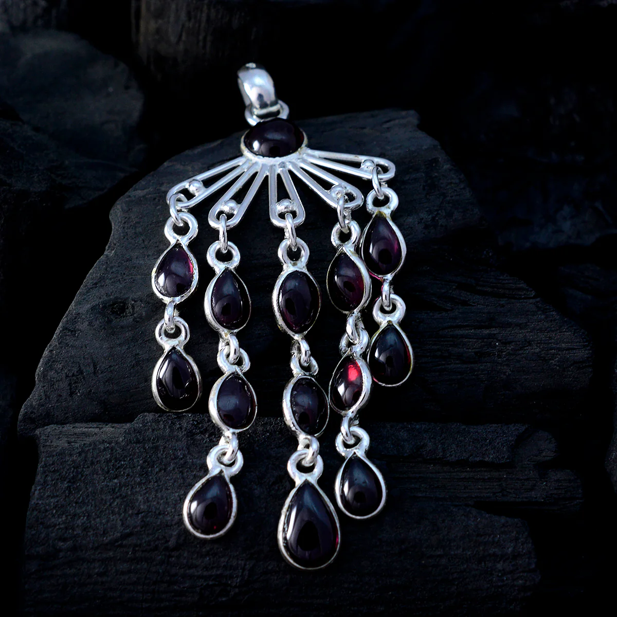 Garnet Mid-weight Egyptian Silver multiple Leah Cocktail Red Pendant Jewelry - Image 4