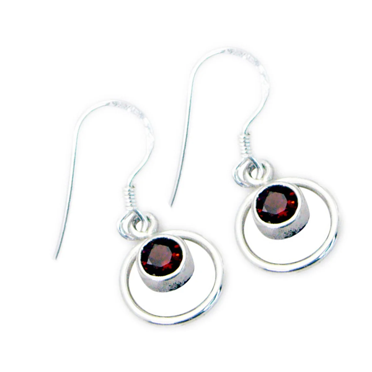Garnet Middle Eastern Isabella multiple Dangle Red 925 Silver Earring - Image 2