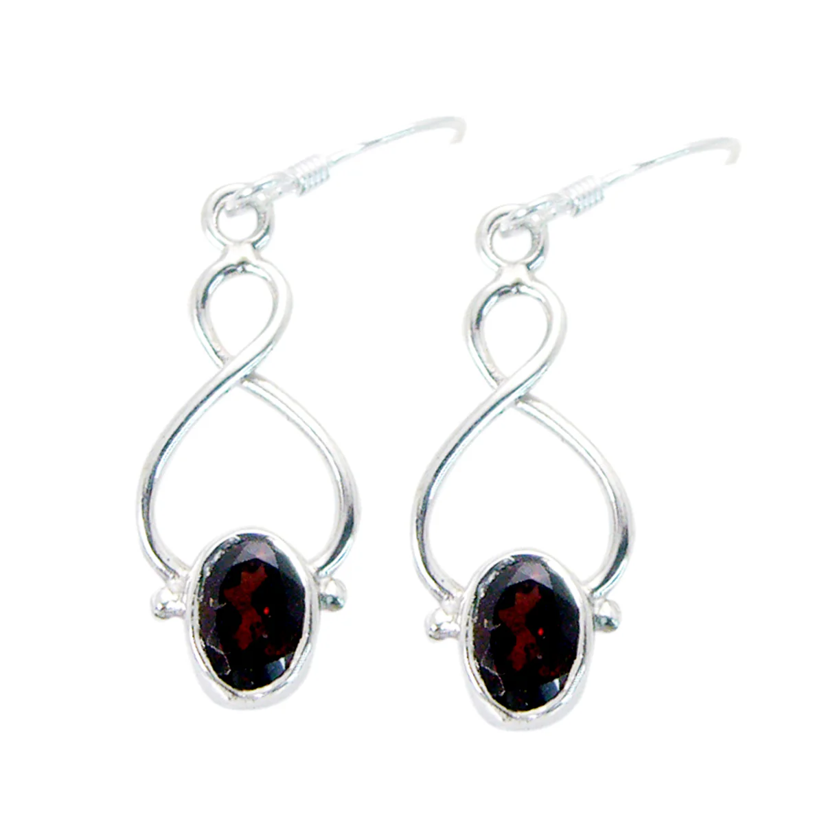 Garnet Middle Eastern Lucy Solitaire Dangle Red 925 Silver Earring
