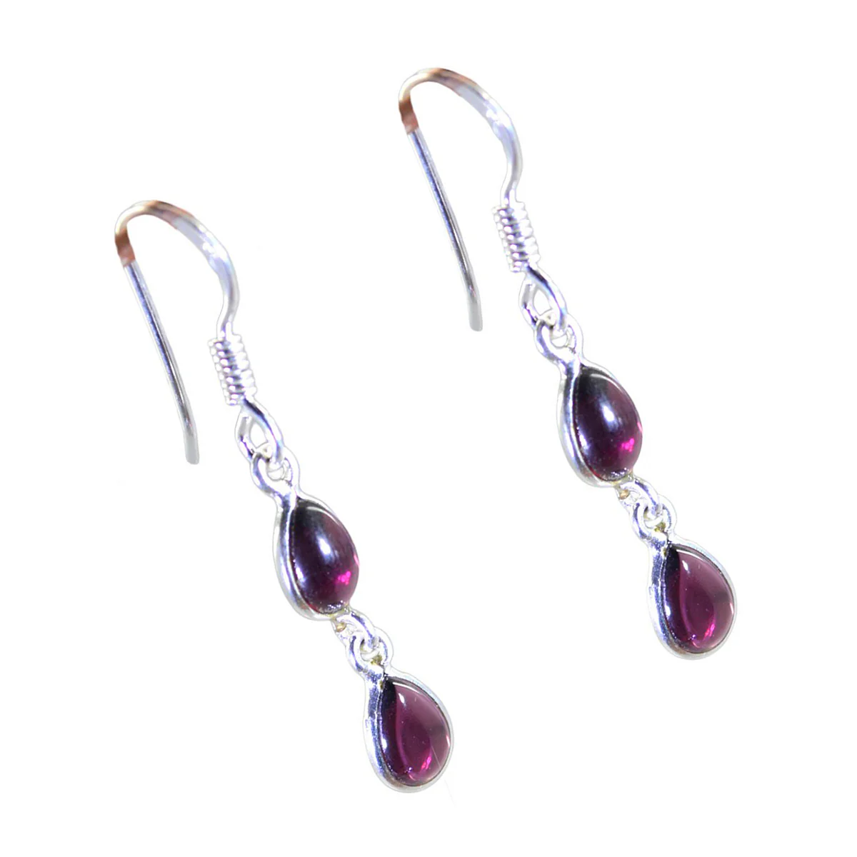 Garnet Middle Eastern Luisa multiple Dangle Red Silver Earring - Image 2