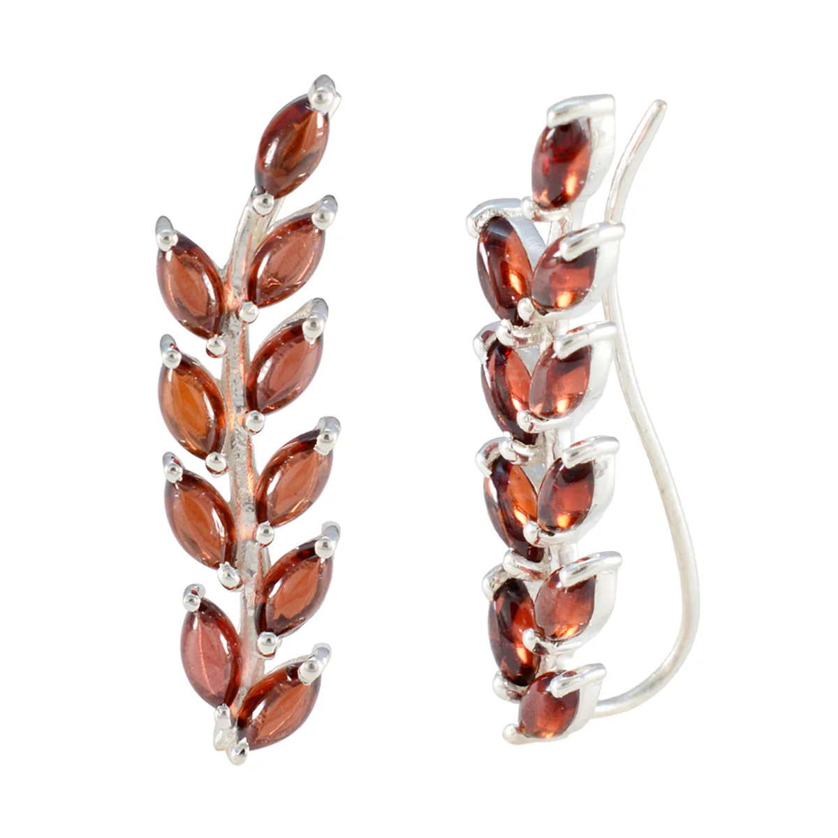 Garnet Middle Eastern Mathilde multiple Stud Red Silver Earring - Image 2