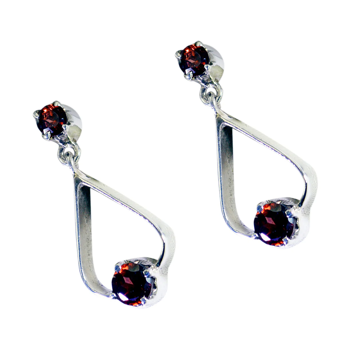 Garnet Middle Eastern Naomi multiple Stud Red 925 Sterling Silver Earring - Image 2