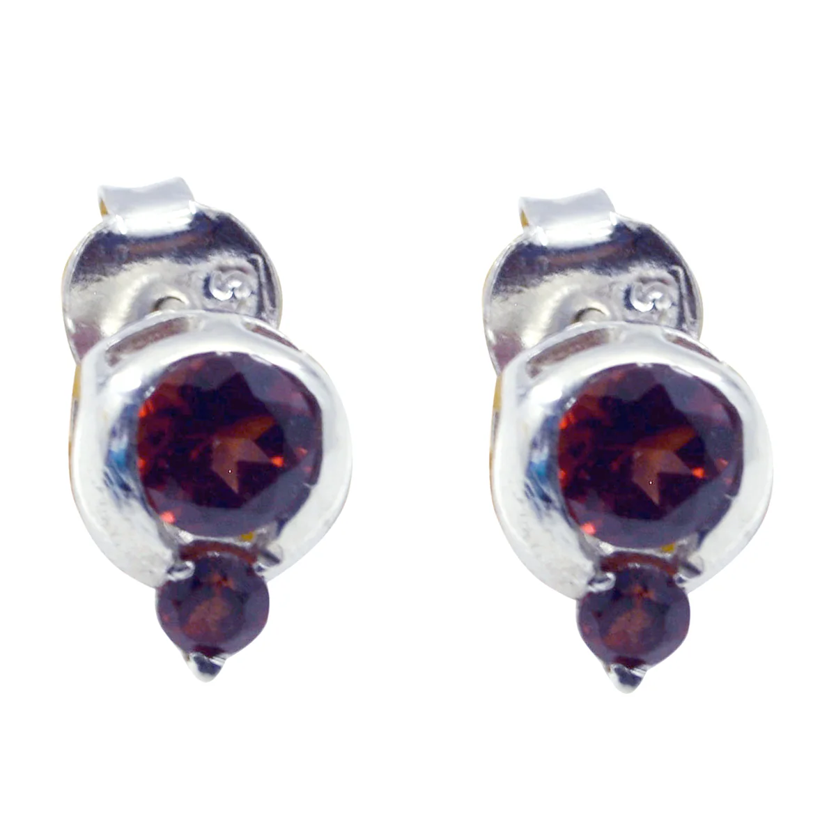Garnet Middle Eastern Noelia multiple Stud Red Silver Earring - Image 3