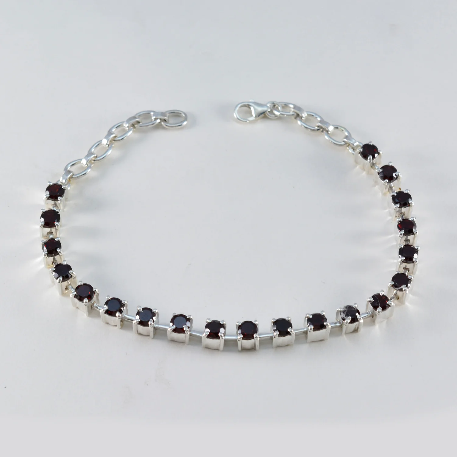 Garnet Midsummer’s Day Minimal Red Silver Tennis Bracelet - Image 3