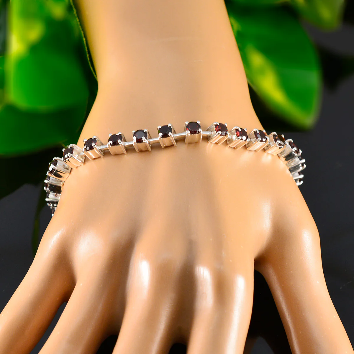 Garnet Midsummer’s Day Minimal Red Silver Tennis Bracelet - Image 6