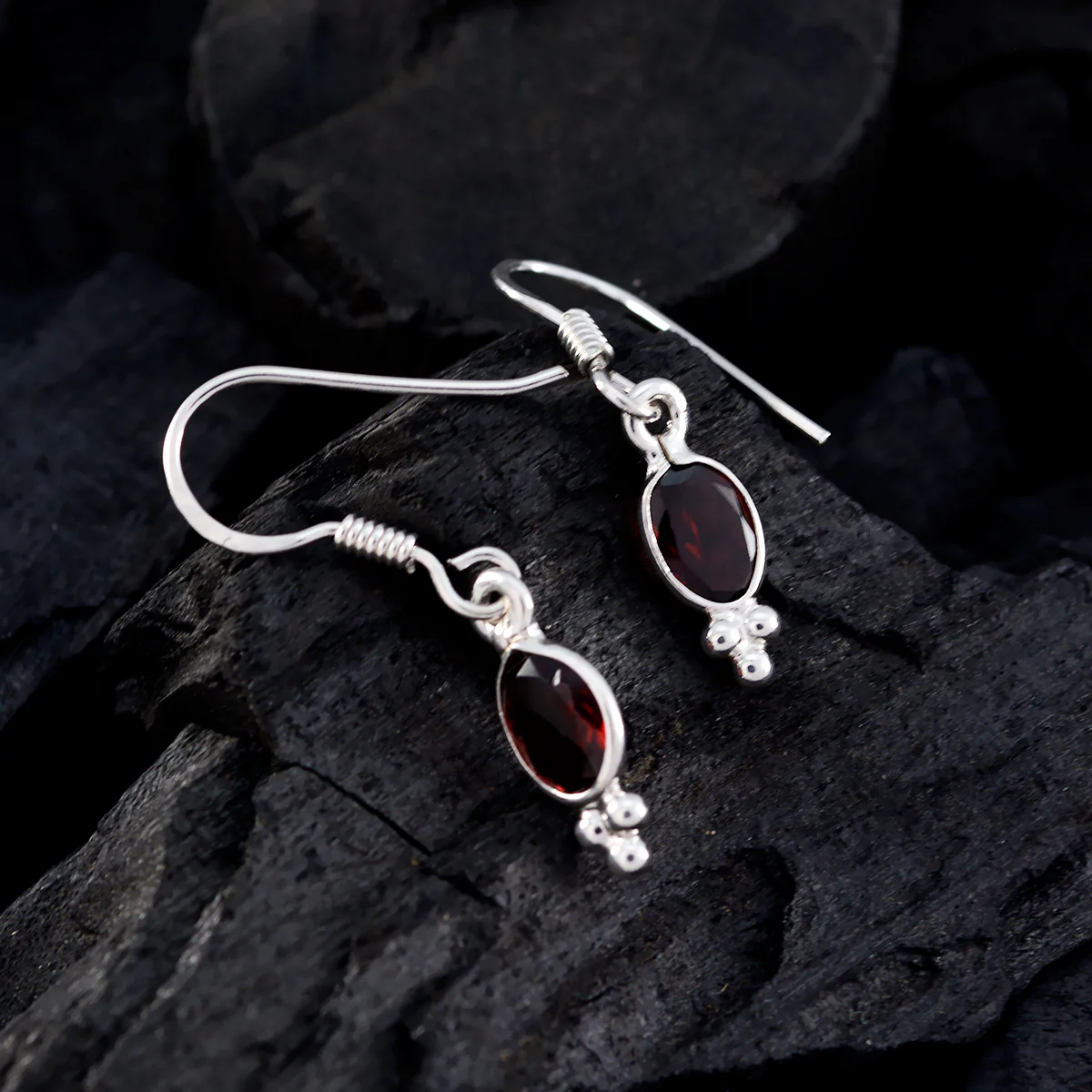 Garnet Moroccan Addison multiple Dangle Red Silver Earring - Image 2