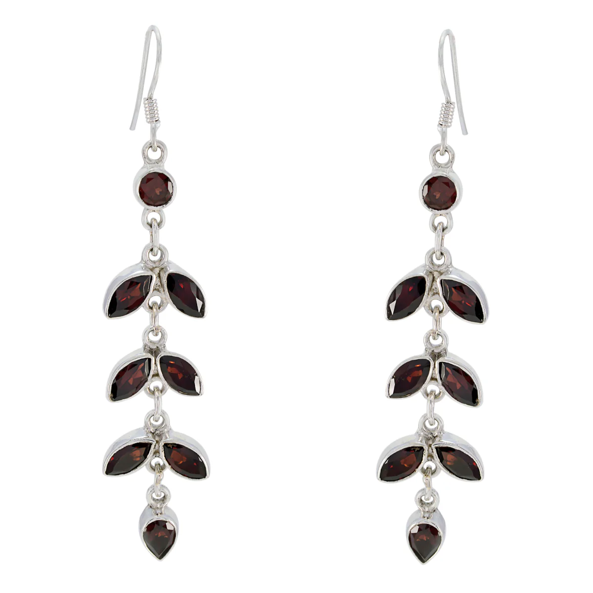 Garnet Moroccan Hannah multiple Dangle Red 92.5 Silver Earring