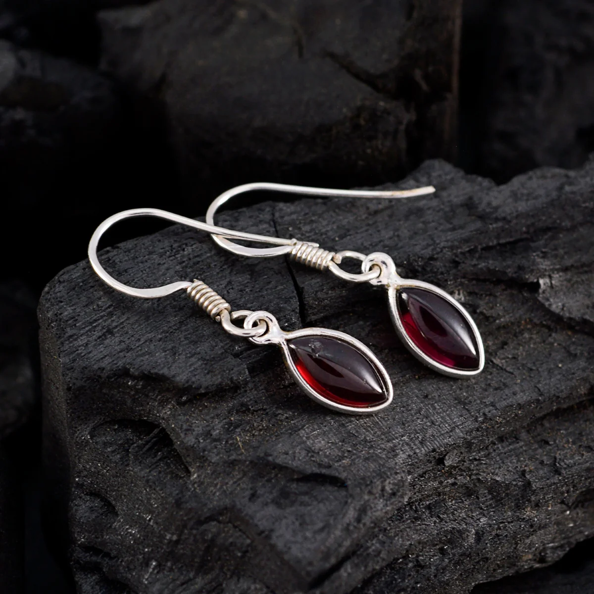Garnet Moroccan Paula multiple Dangle Red Silver Earring - Image 2