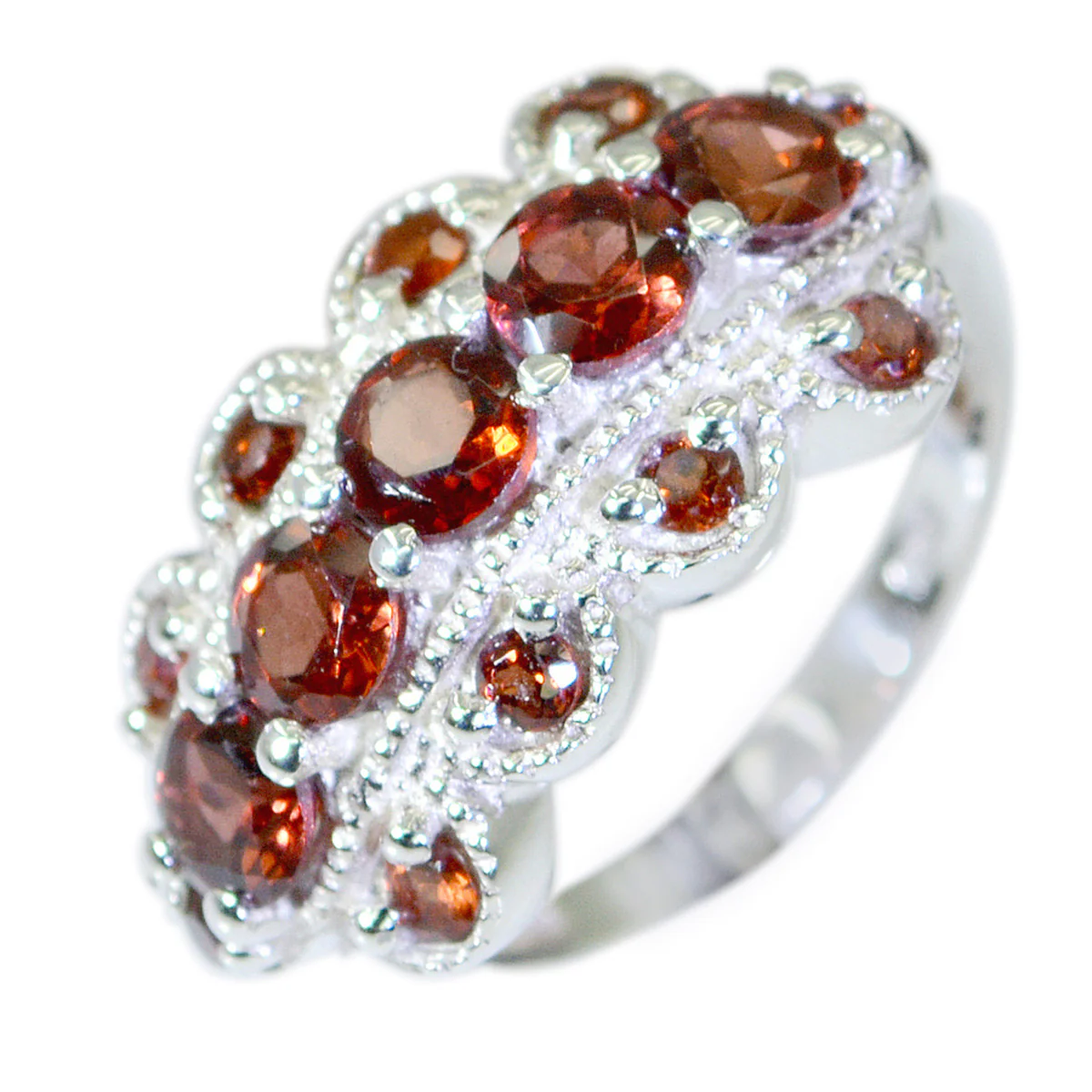 Garnet multiple French 925 Silver Red Gems Slim Fairytale Ring Jewellery - Image 2