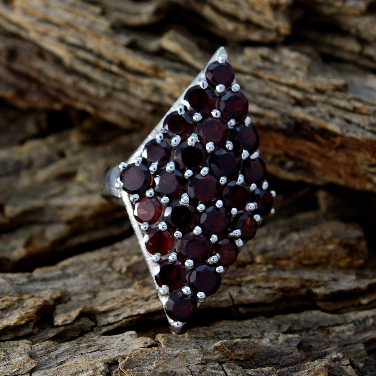 Garnet multiple Indian Sterling Silver Red Gemstone Classic Signet Ring Jewellery - Image 4