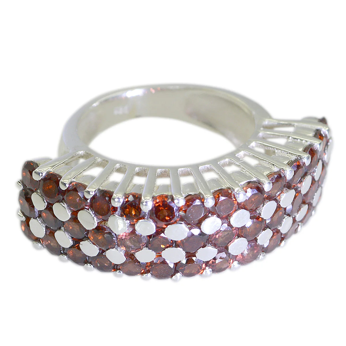 Garnet multiple Italian 925 Silver Red Gemstone Statement Victorian Ring Jewelry - Image 2