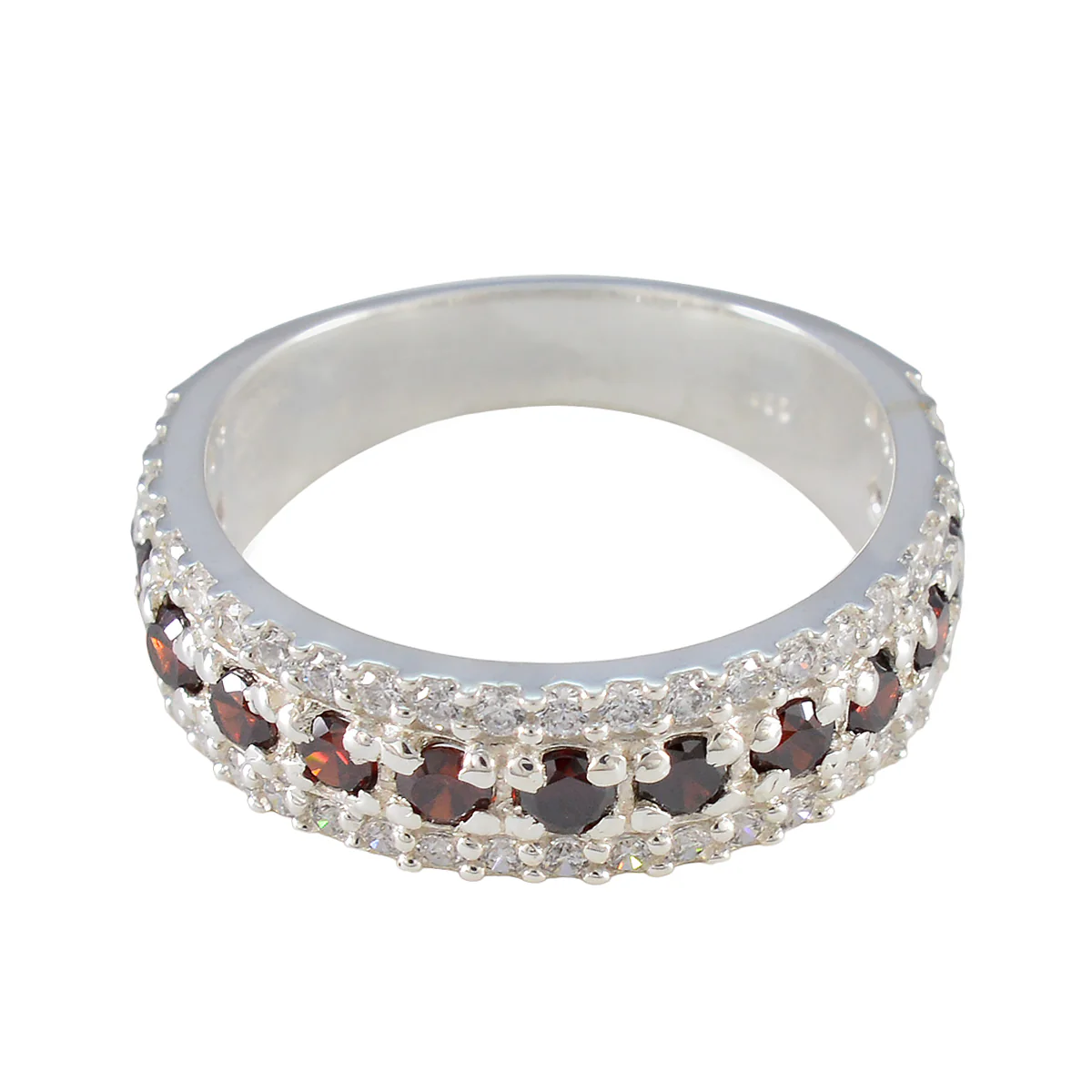 Garnet multiple Moroccan 92.5 Silver Red Gemstone Minimal Graceful Band Jewellery
