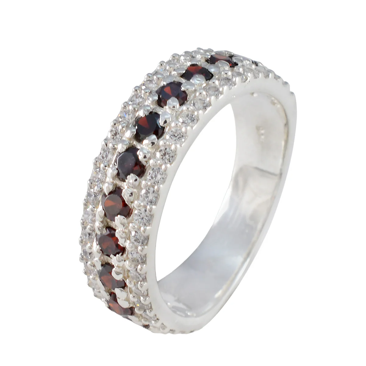 Garnet multiple Moroccan 92.5 Silver Red Gemstone Minimal Graceful Band Jewellery - Image 2