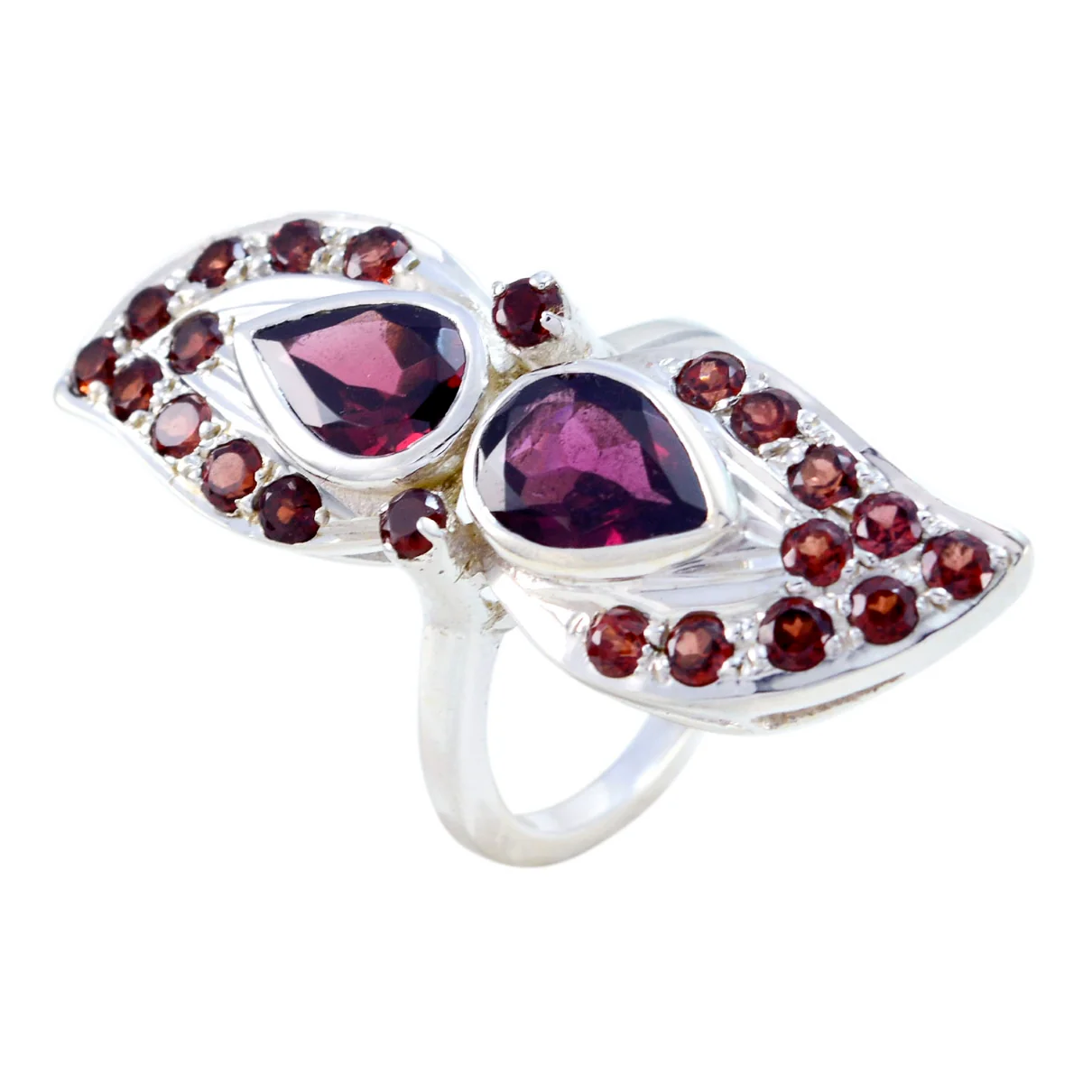 Garnet multiple Moroccan 92.5 Silver Red Gemstone Versatile Contemporary Ring Jewelry