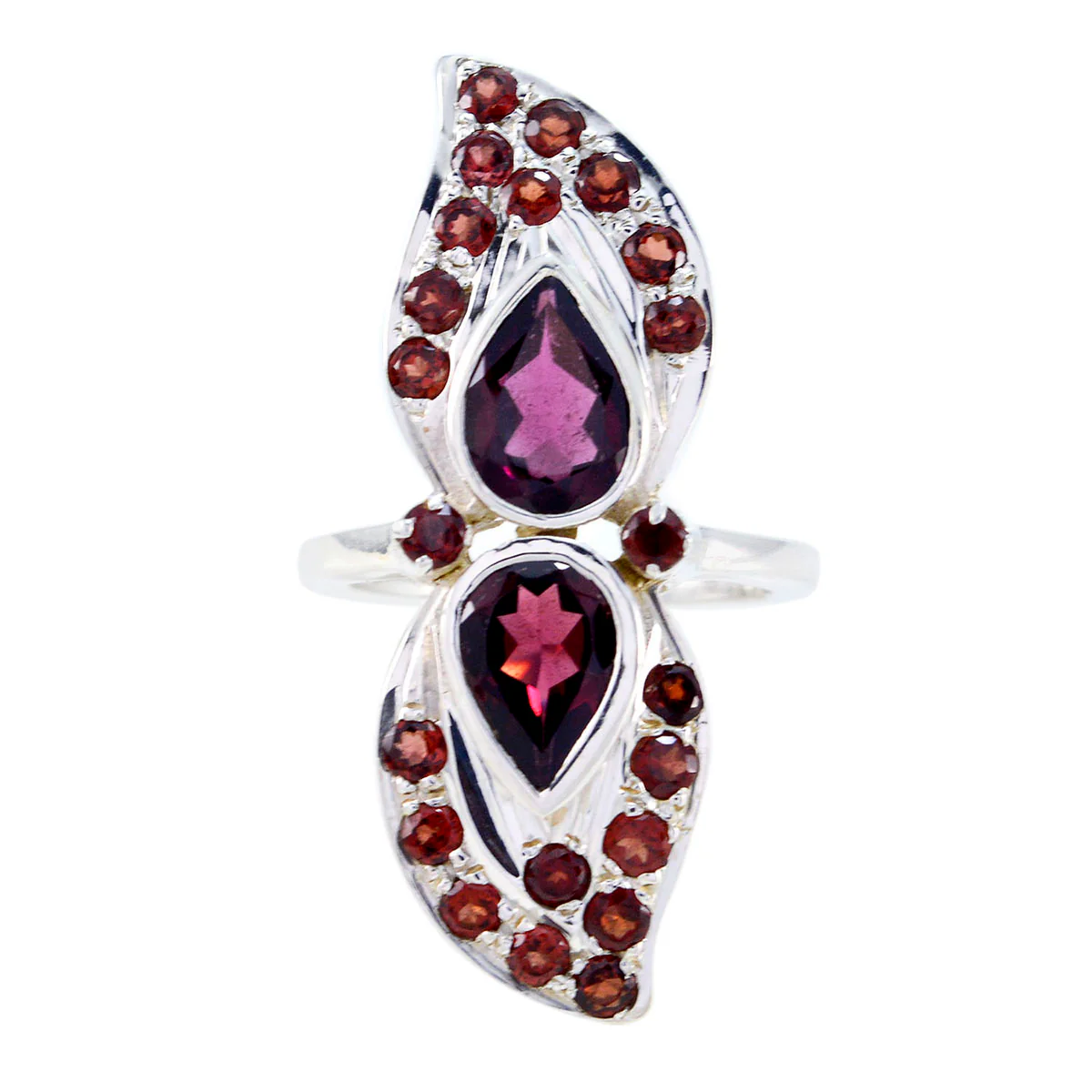 Garnet multiple Moroccan 92.5 Silver Red Gemstone Versatile Contemporary Ring Jewelry - Image 2