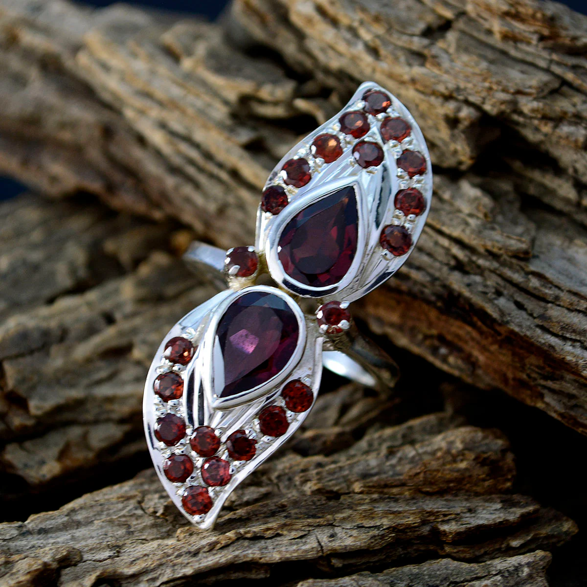 Garnet multiple Moroccan 92.5 Silver Red Gemstone Versatile Contemporary Ring Jewelry - Image 3