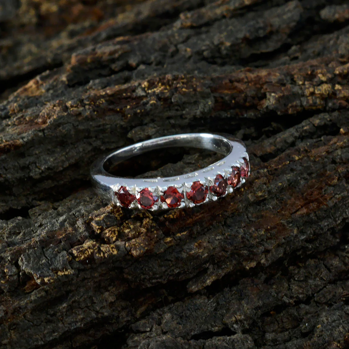 Garnet multiple Russian 925 Silver Red Gemstone Featherlight Retro Band Jewelry - Image 3