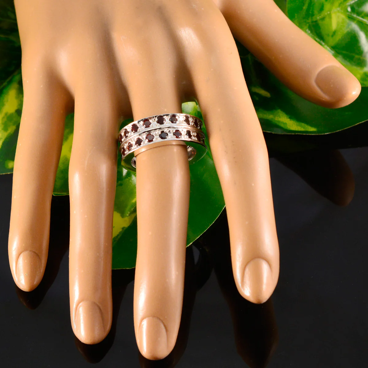 Garnet multiple Spanish Silver Red Gemstones Statement Eternity Band Jewelry - Image 5