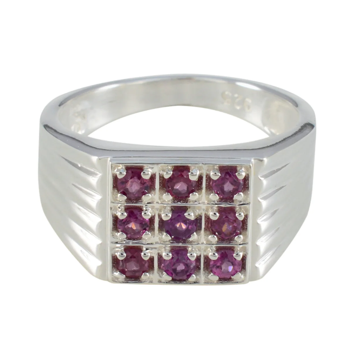 Garnet navratna Egyptian Silver Red Gemstones Eye-catching Trendy Ring Jewellery