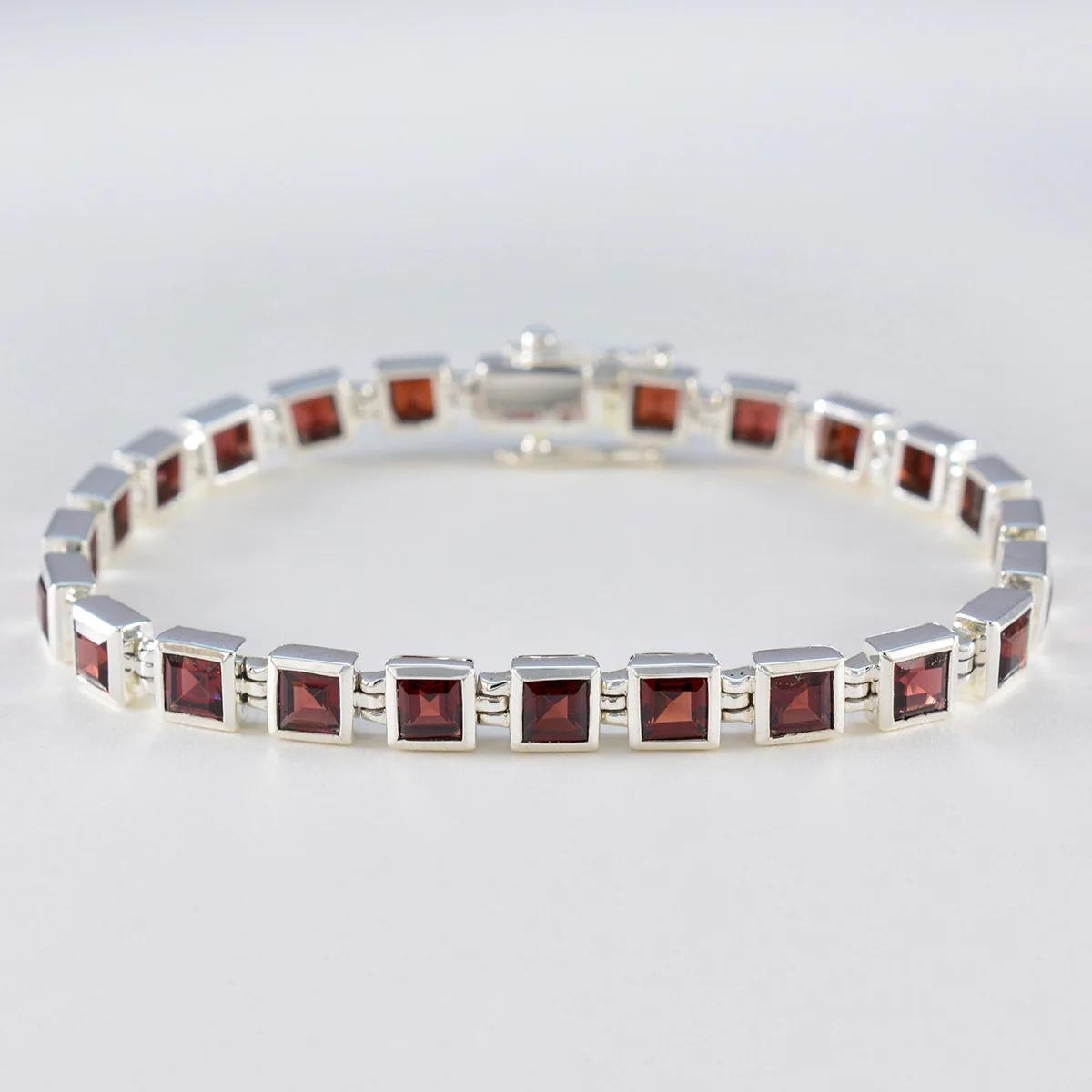 Garnet New Year's Day Classic Red Sterling Silver Tennis Bracelet - Image 2