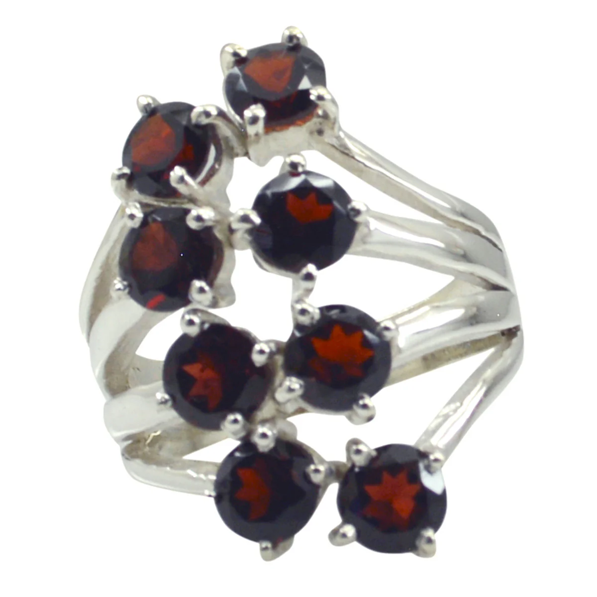 Garnet octa Egyptian Sterling Silver Red Gemstone Eye-catching Modern Ring Jewelry
