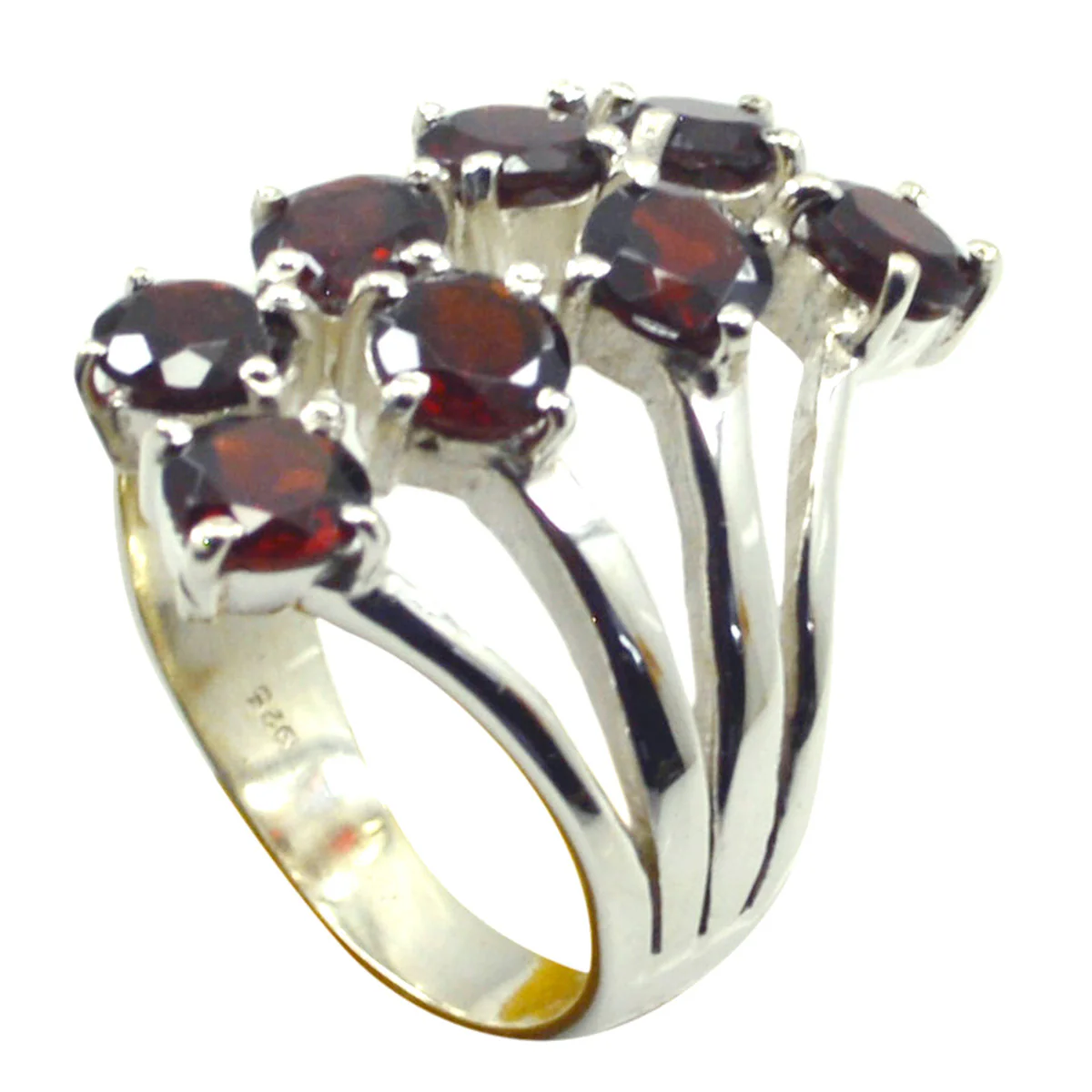 Garnet octa Egyptian Sterling Silver Red Gemstone Eye-catching Modern Ring Jewelry - Image 3