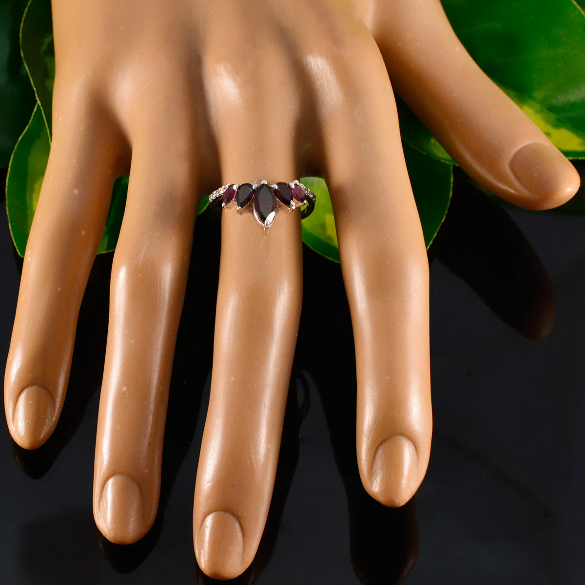 Garnet Penta American 925 Sterling Silver Red Gemstones Elegant crown Ring Jewellery - Image 6