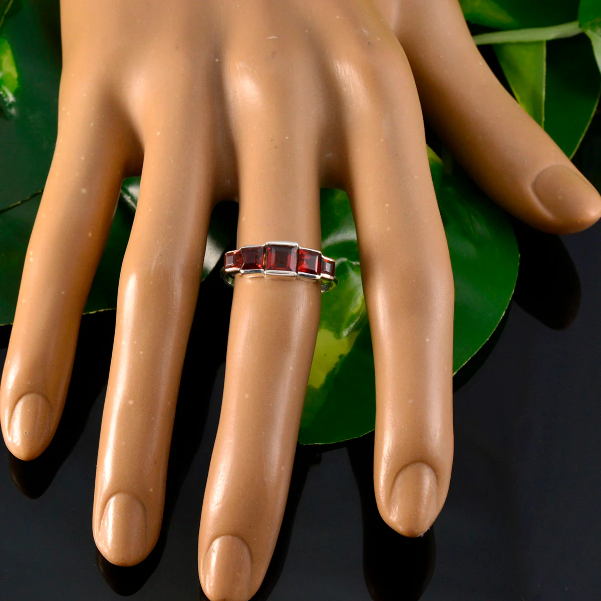 Garnet Penta Korean 92.5 Silver Red Gemstone Delicate Sophisticated Ring Jewellery - Image 5