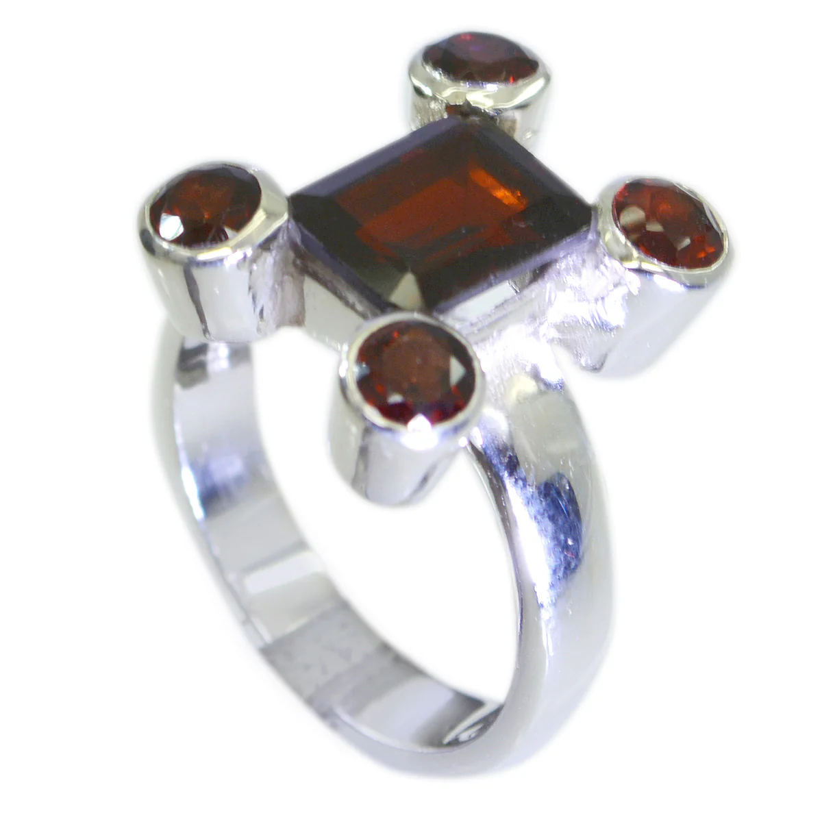 Garnet Penta Moroccan 925 Silver Red Gemstones Versatile Modern Ring Jewellery - Image 2