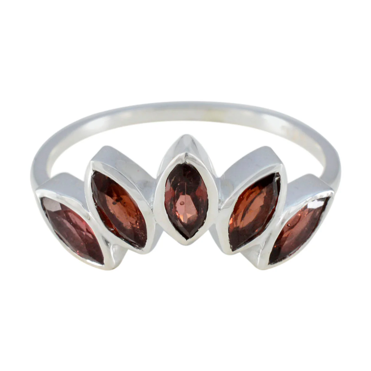 Garnet Penta Turkish 925 Silver Red Gemstone Delicate crown Ring Jewellery - Image 2