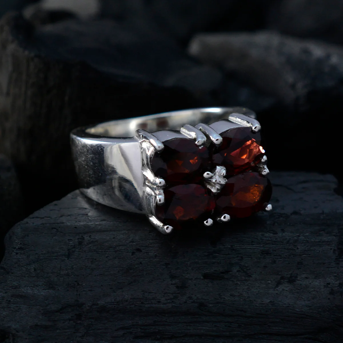 Garnet quarter German 92.5 Silver Red Gems Essential  Trendy Ring Jewellery - Image 4