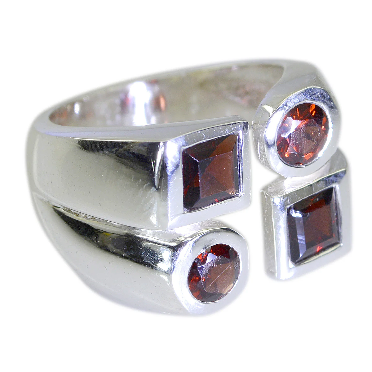 Garnet quarter German 925 Sterling Silver Red Gemstone Chunky Victorian Ring Jewellery - Image 2