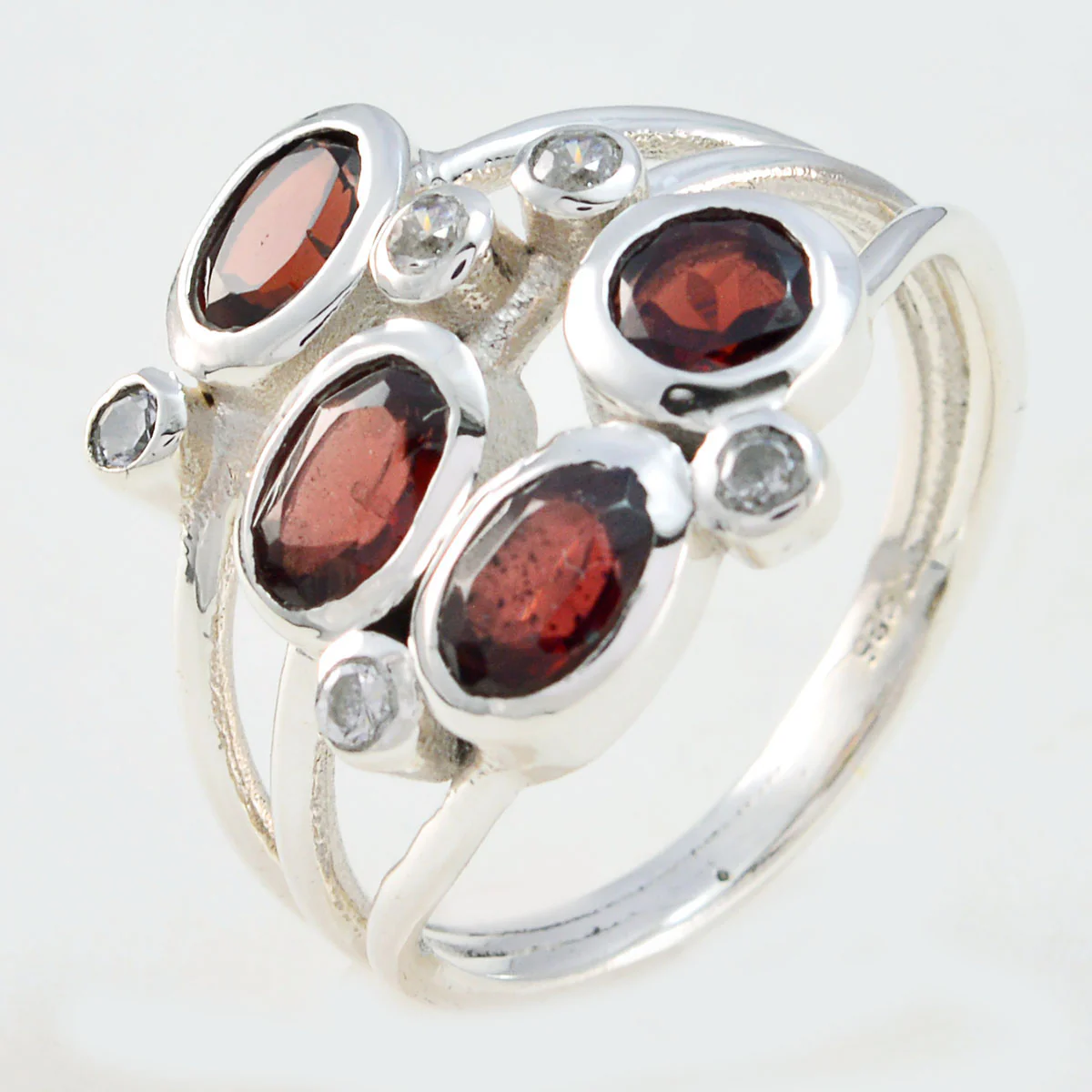 Garnet quarter Indian Sterling Silver Red Gemstones Minimal Sophisticated Ring Jewelry - Image 2
