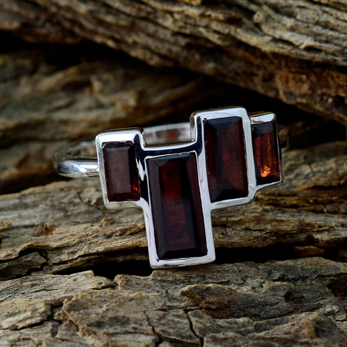 Garnet quarter Russian Sterling Silver Red Gemstones Featherlight Cultural Ring Jewelry - Image 3
